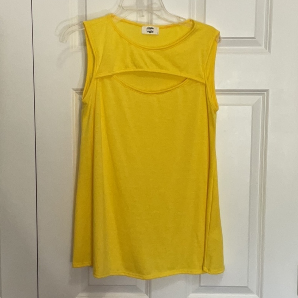 Vibrant Yellow Sleeveless Cut Out Tank Top